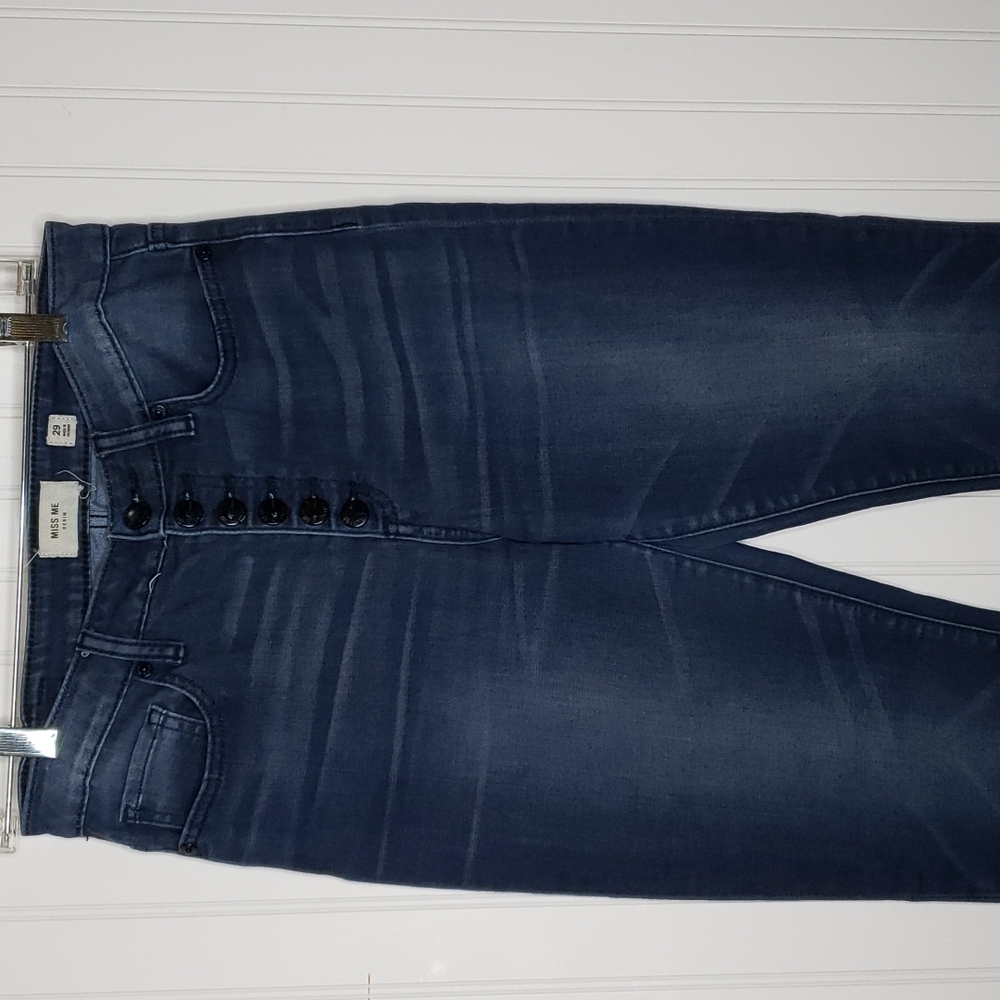 Miss Me Dark Blue Skinny Jeans with Button Fly